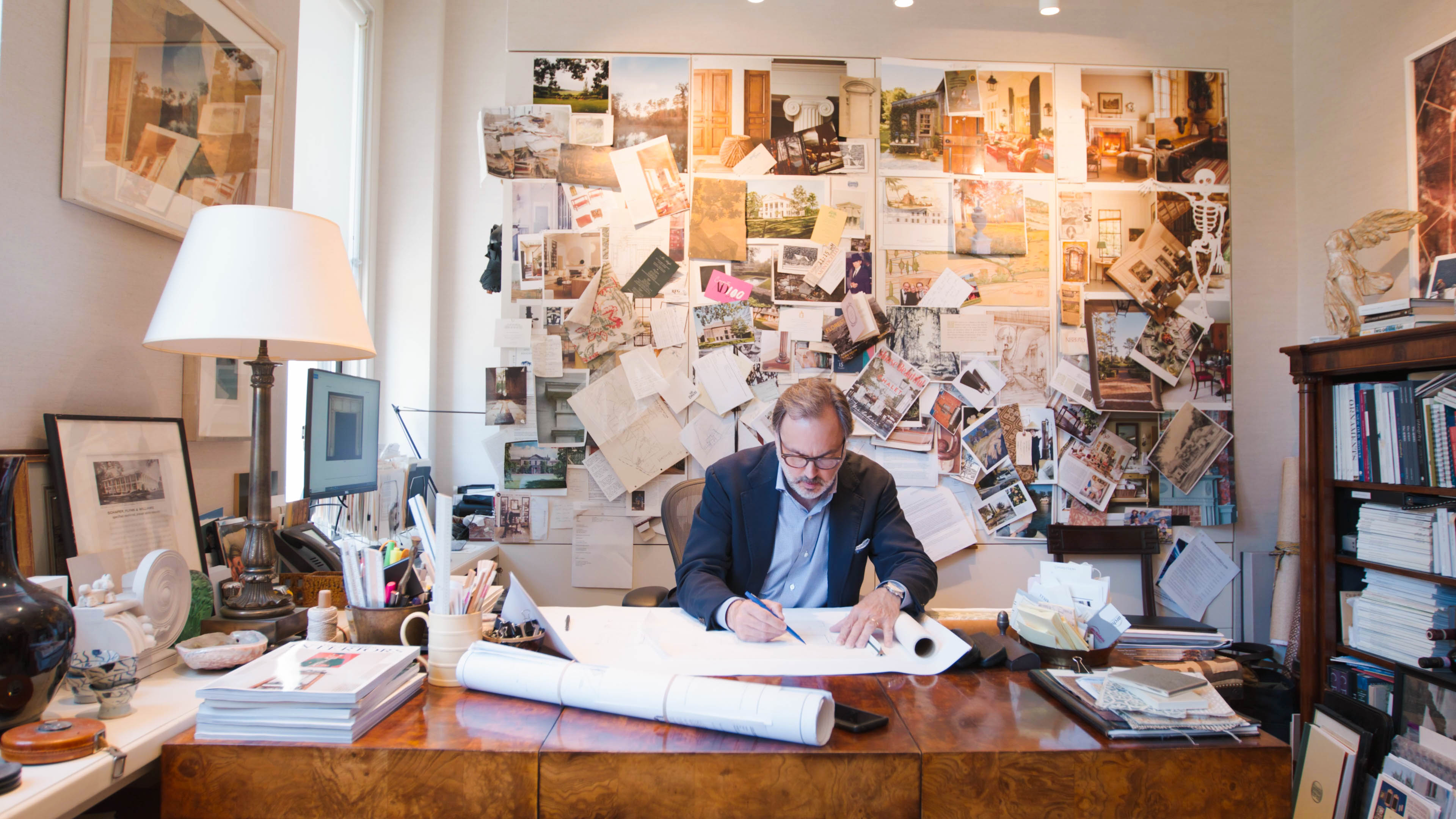 Architect Gil P. Schafer III working in his firm’s office above Union Square in New York City. Photo credit: Surrender Pictures for ICAA.